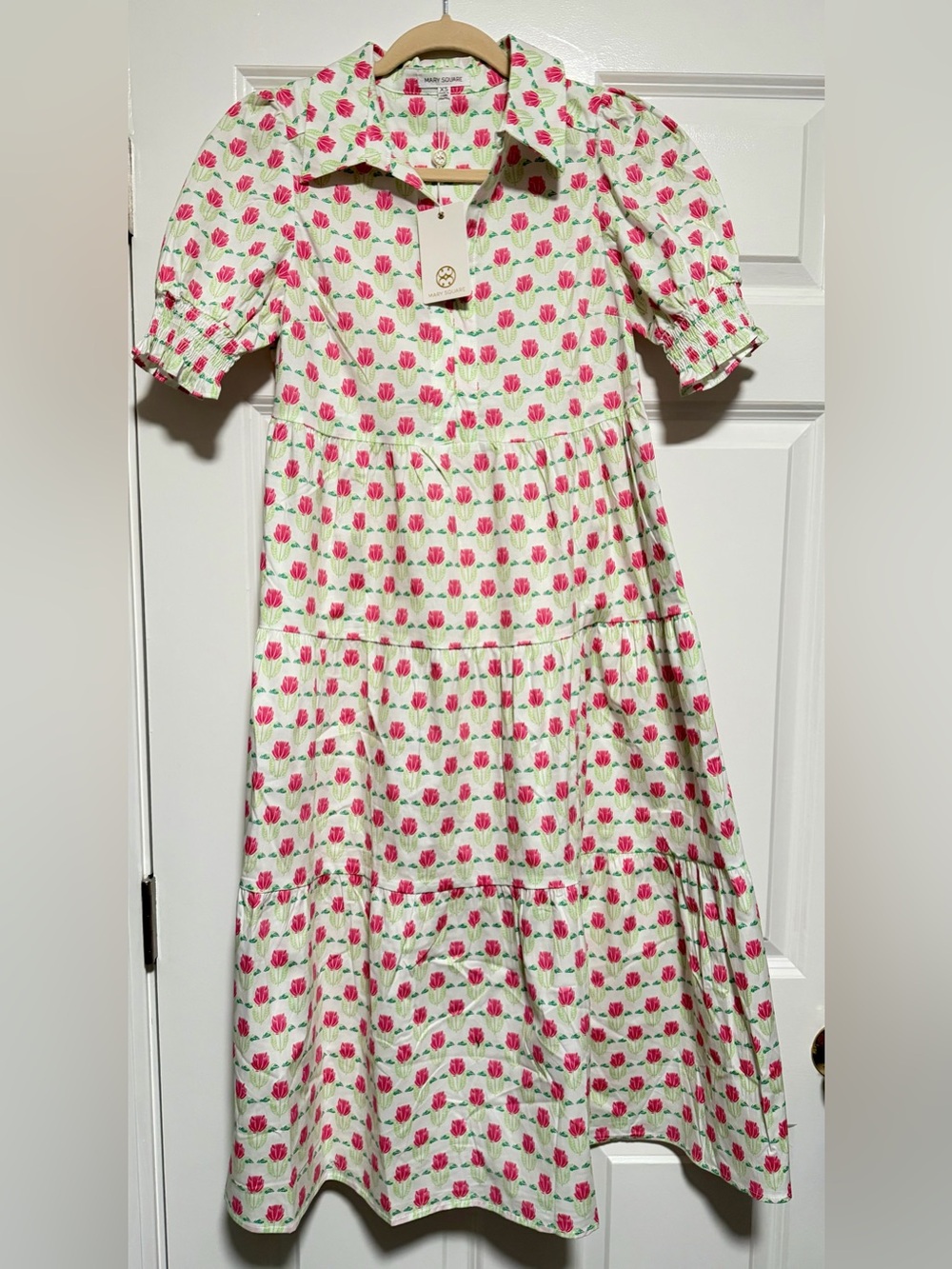Tulip Cotton Tiered Dress with Puff Sleeves